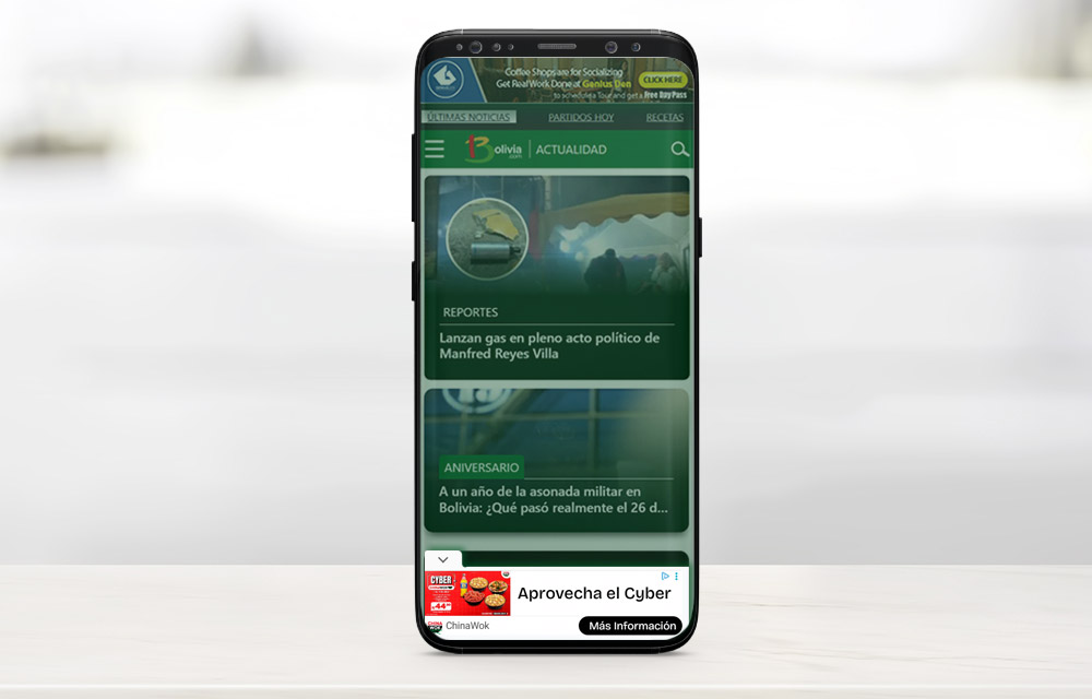 Ejemplo de Publicidad movil Zócalo 320x50